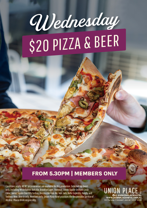 Wednesday Pizza & Drink Special - Union Place Hotel